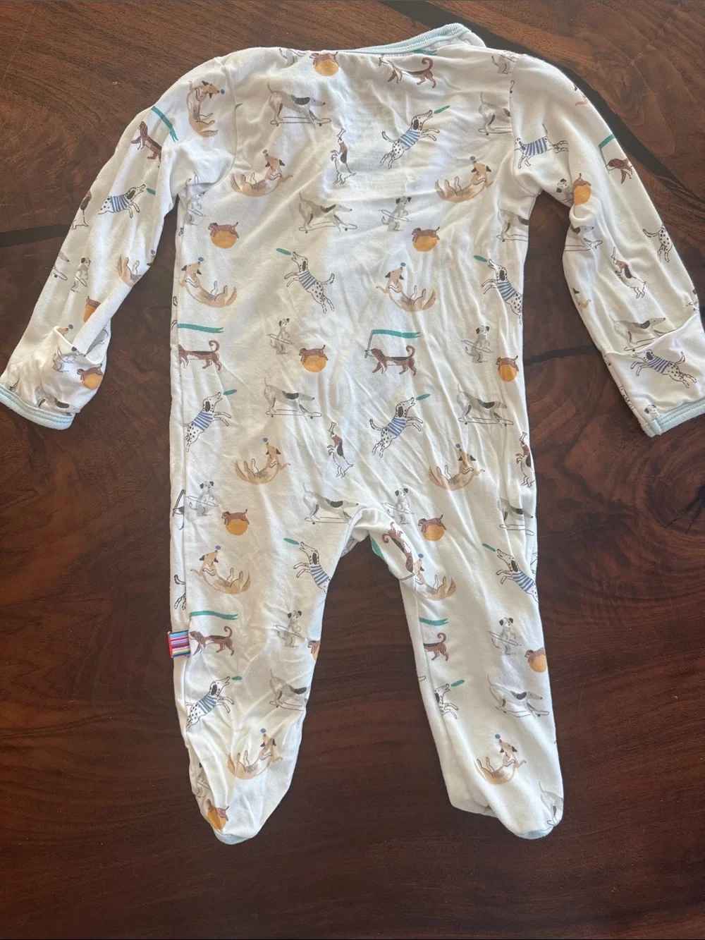 Magnetic Me White Baby Footed One-Piece with Dog Animal Print